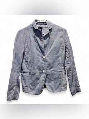Gap Blue Stripe Cotton‎ Blazer Jacket Size 0 | Minimalist Preppy Lightweight